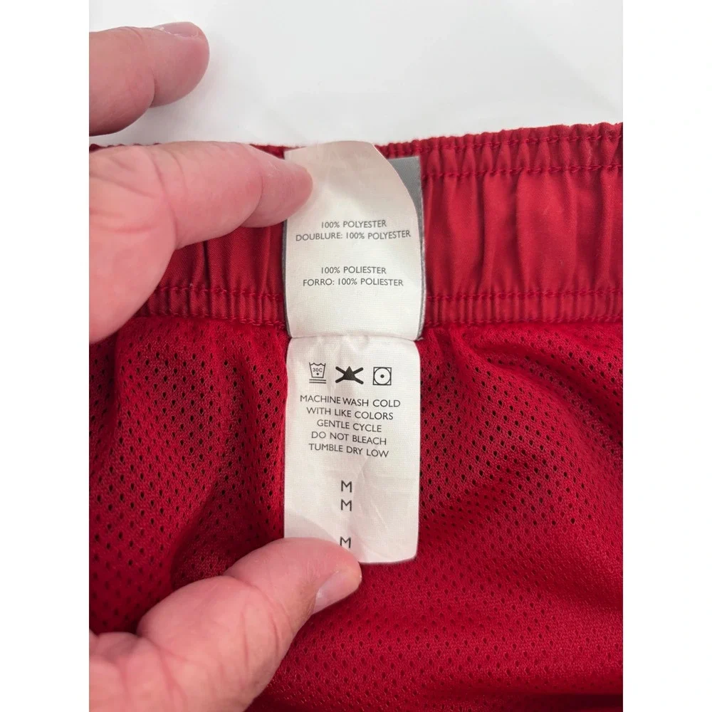 Nike Swim Trunks Mens Medium Red White Black Colorblock Mesh Lined Board Shorts